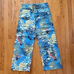 Maeve 8 Anthropologie Colette Tropical Print Wide-Leg Pants great pre owned cond